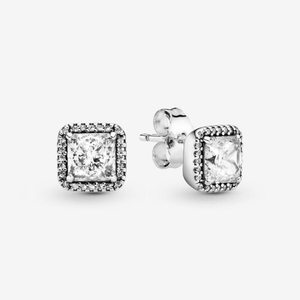 Clous d'Oreilles Pandora Square Sparkle Halo | JSW-49179755