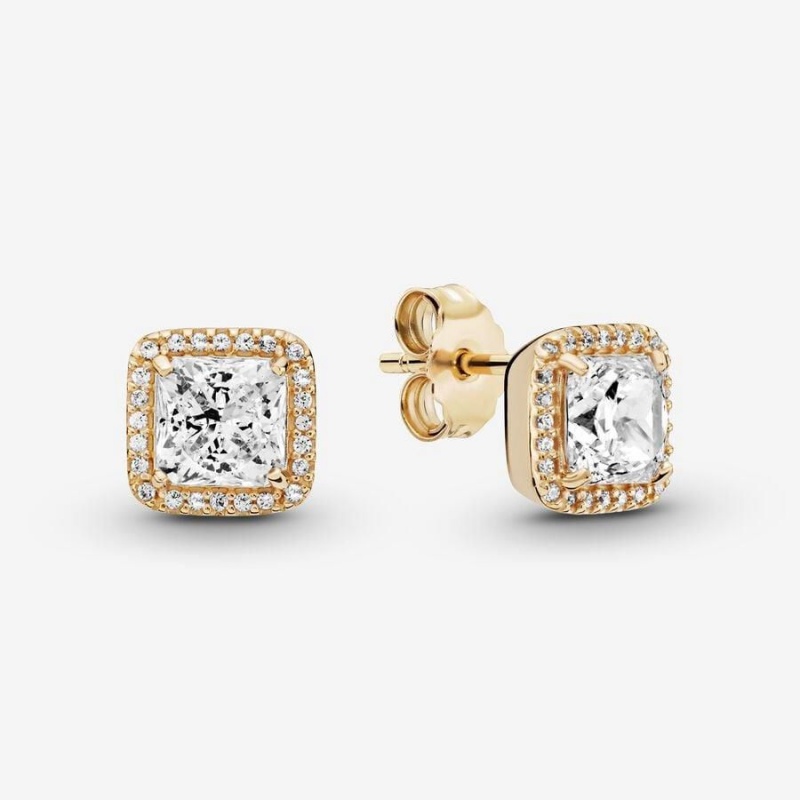 Clous d'Oreilles Pandora Square Sparkle Halo | OSK-56647116