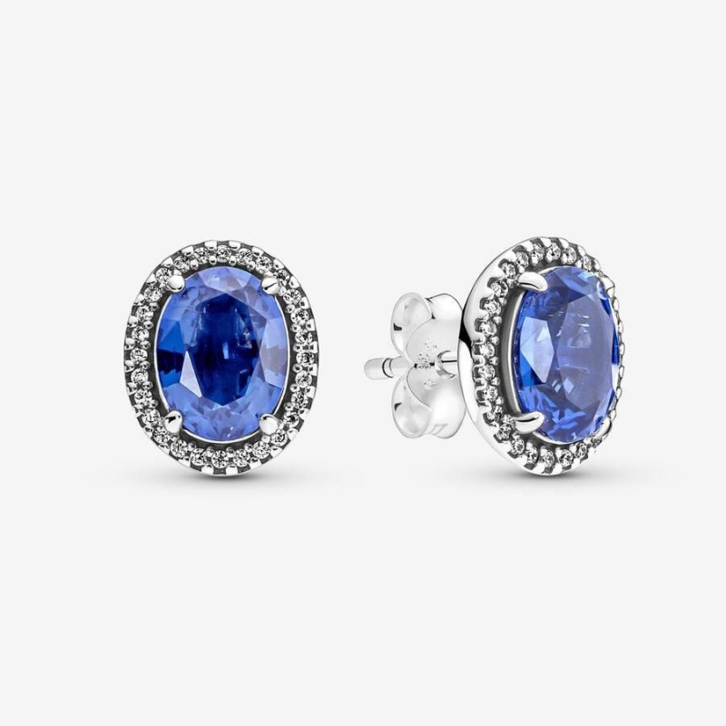 Clous d'Oreilles Pandora Sparkling Statement Halo Bleu | GJI-85673218