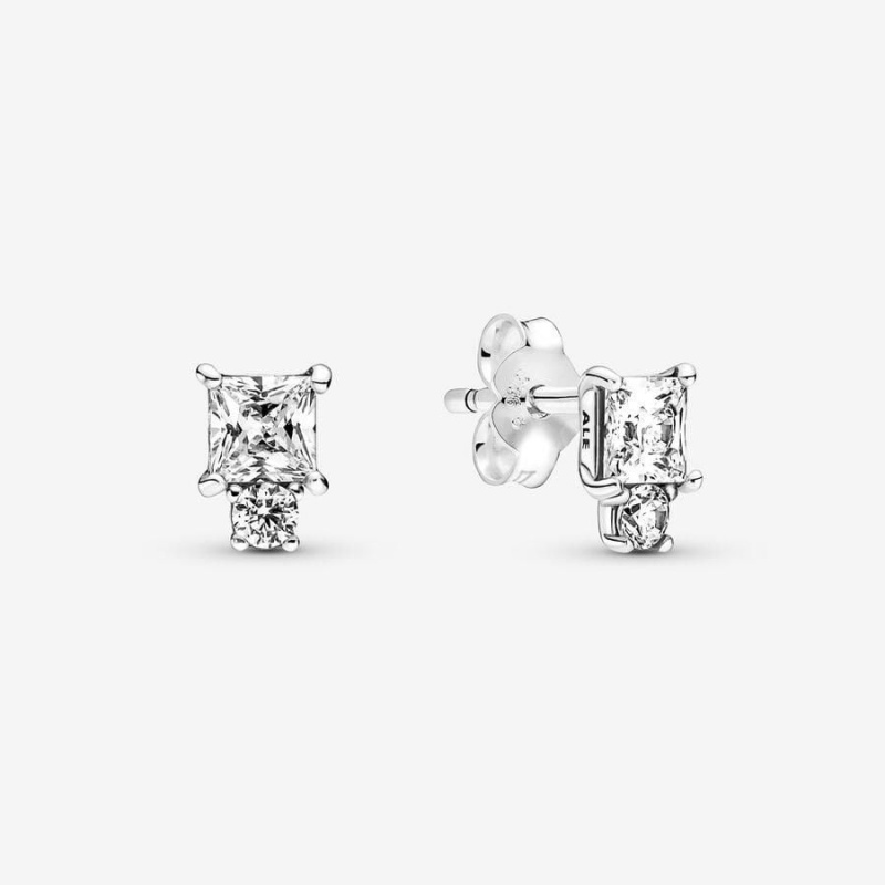 Clous d'Oreilles Pandora Sparkling Round & Square | PFM-06138323