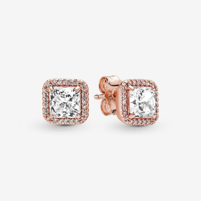 Clous d'Oreilles Pandora Square Sparkle Halo | CFU-18965437