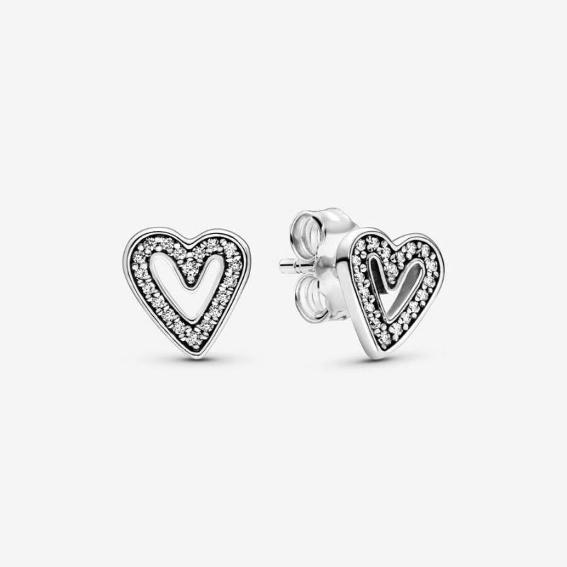 Clous d'Oreilles Pandora Sparkling Freehand Heart | KAV-81429806