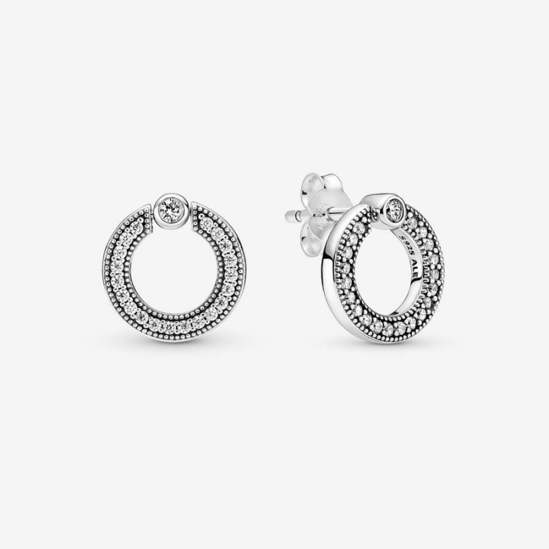 Clous d'Oreilles Pandora Pavé & Logo Circle Reversible | XTI-42307992