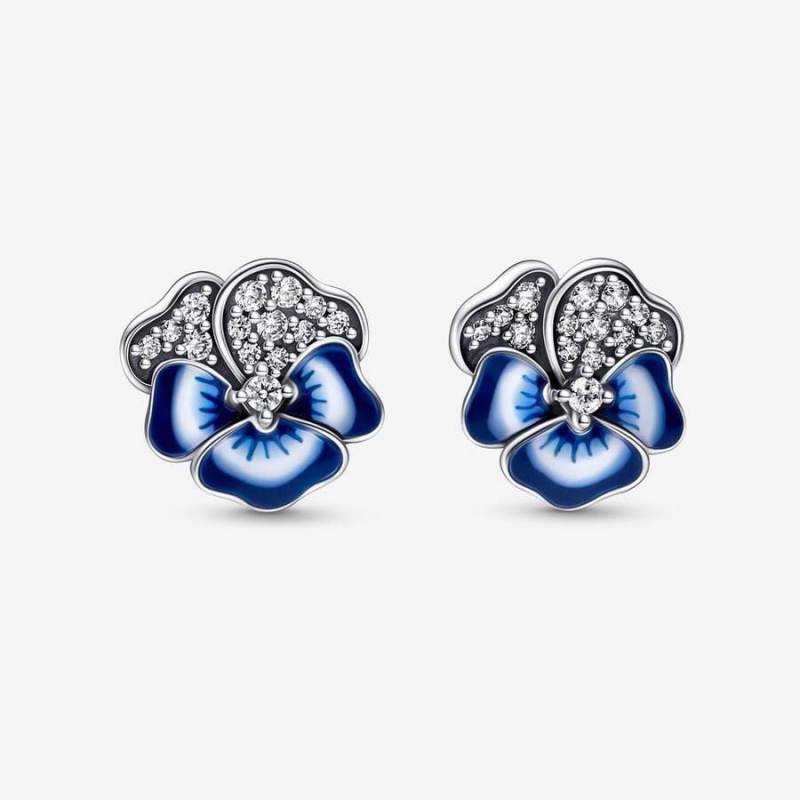 Clous d'Oreilles Pandora Pansy Flower Bleu | SHH-43069389