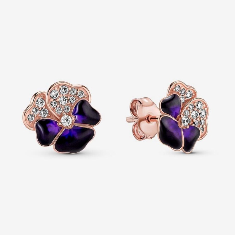 Clous d'Oreilles Pandora Pansy Flower Violette | IKW-48592970