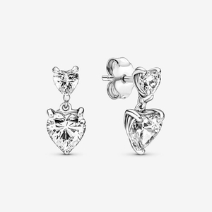 Clous d'Oreilles Pandora Double Heart Sparkling | GXL-17017114