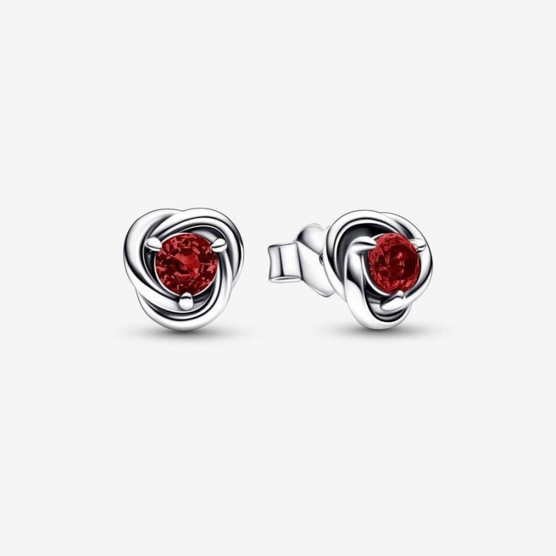 Clous d'Oreilles Pandora January Eternity Circle Rouge | HJJ-70176484