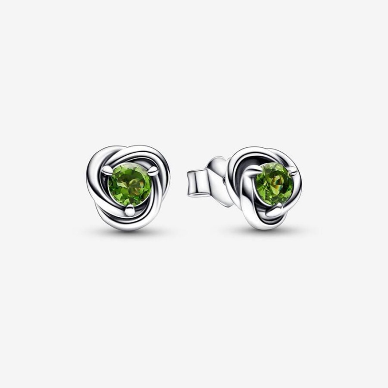 Clous d'Oreilles Pandora August Birthstone Eternity Circle Vert | GKZ-33743764