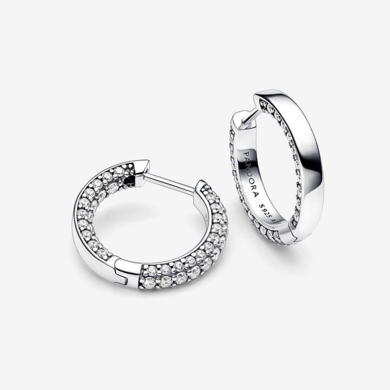 Boucles d'Oreilles Créoles Pandora Timeless Pavé Single-Row | JQI-84515050