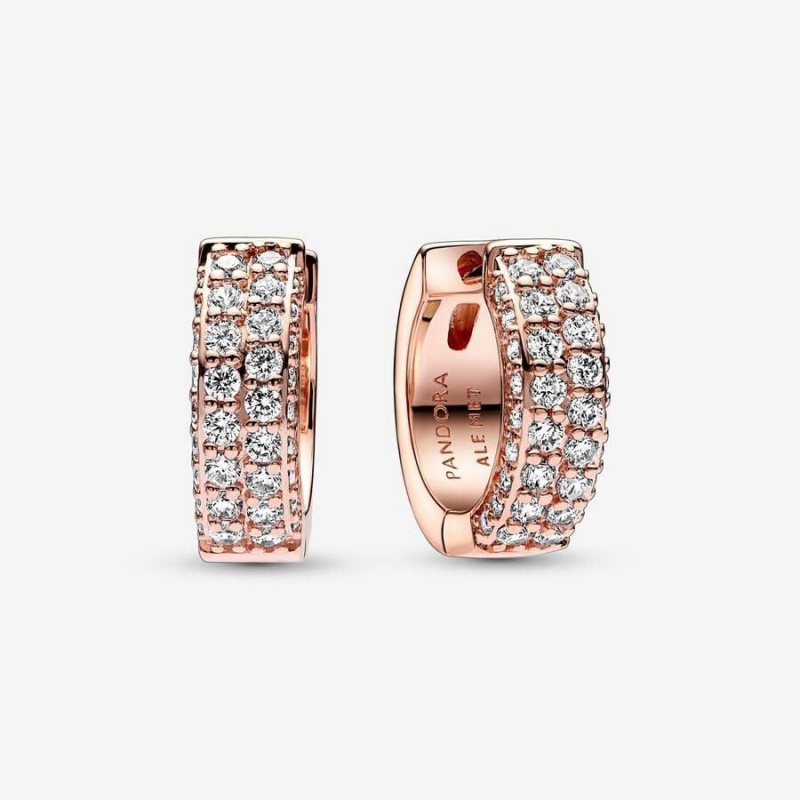 Boucles d'Oreilles Créoles Pandora Timeless Pavé Double-Row | NDW-69797058