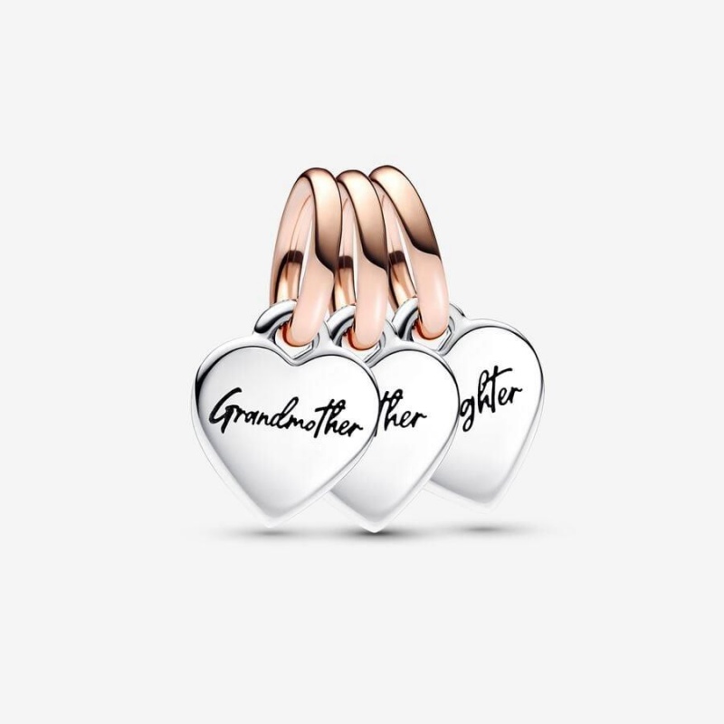 Charm Pendentif Pandora Two-Tone Splittable Family Generation of Hearts Triple | WDF-92913606