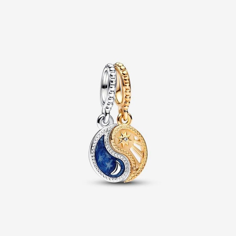 Charm Pendentif Pandora Two-Tone Splittable Sun & Moon Bleu | SMO-08038128