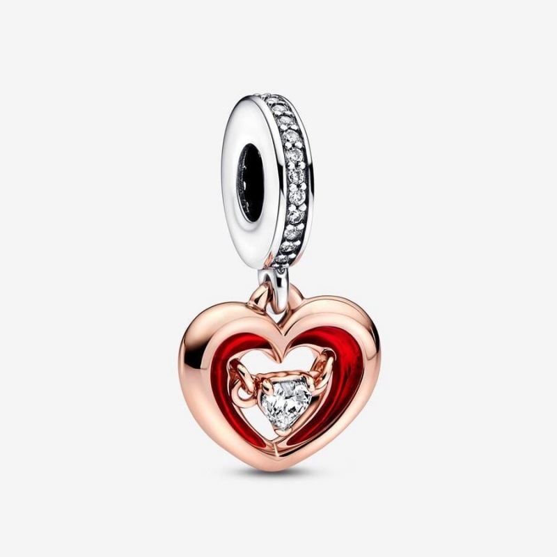 Charm Pendentif Pandora Two-Tone Radiant Heart Rouge | MUF-28590875