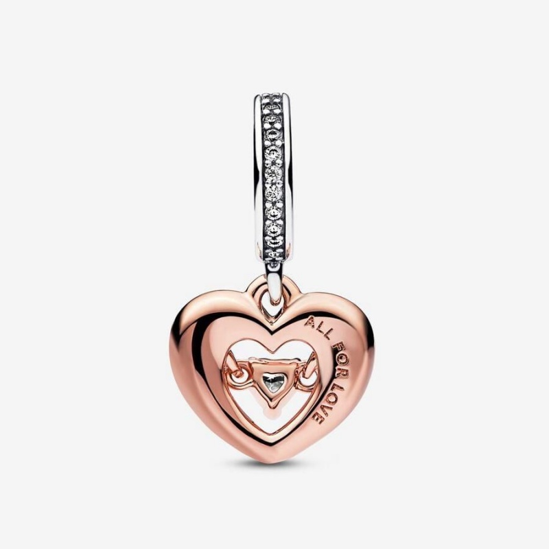 Charm Pendentif Pandora Two-Tone Radiant Heart Rouge | MUF-28590875