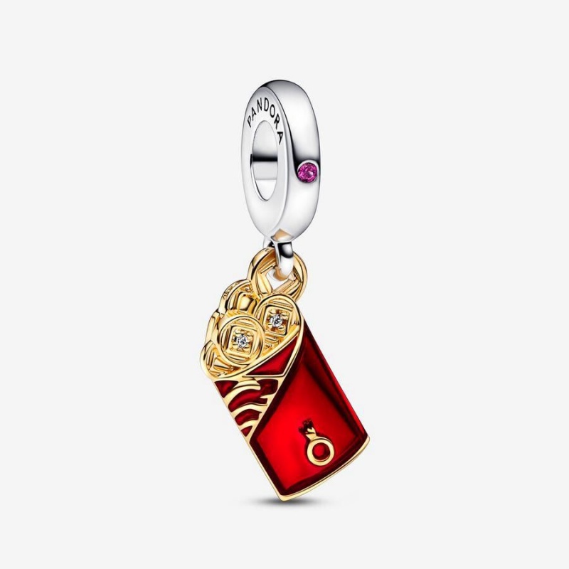 Charm Pendentif Pandora Two-Tone Envelope Rouge | XPF-22263581