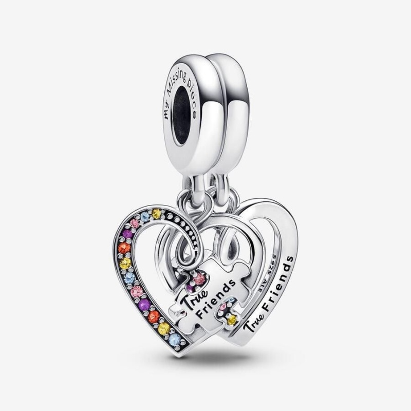 Charm Pendentif Pandora Puzzle Piece Hearts Splittable Friendship Multicolore | PIG-83202180