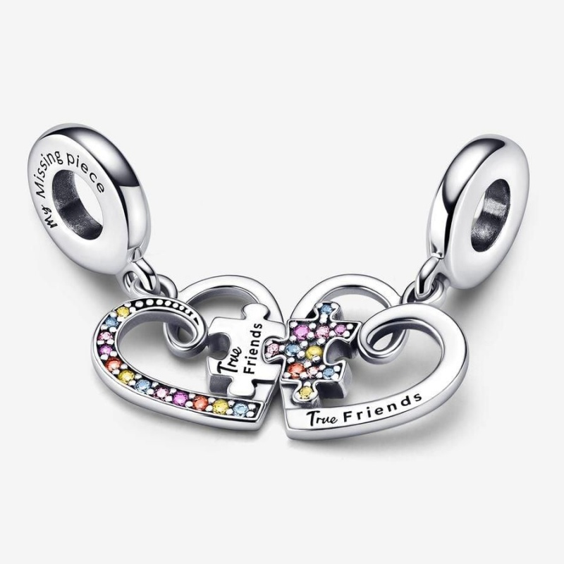 Charm Pendentif Pandora Puzzle Piece Hearts Splittable Friendship Multicolore | PIG-83202180