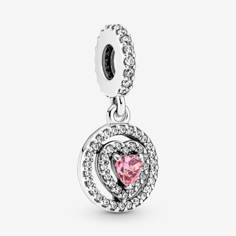 Charm Pendentif Pandora Sparkling Double Halo Heart Rose | KAP-32090451