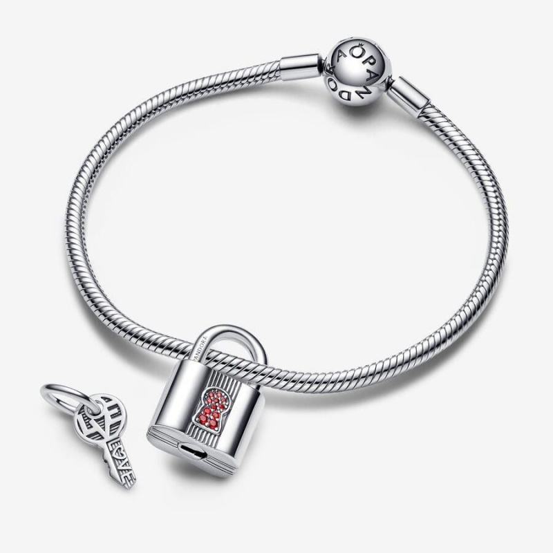 Charm Pendentif Pandora Padlock and Key Rouge | IKW-50924874