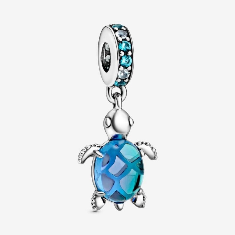 Charm Pendentif Pandora Murano Glass Sea Turtle Bleu | DNK-00511893