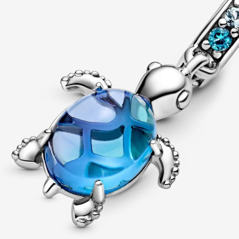 Charm Pendentif Pandora Murano Glass Sea Turtle Bleu | DNK-00511893