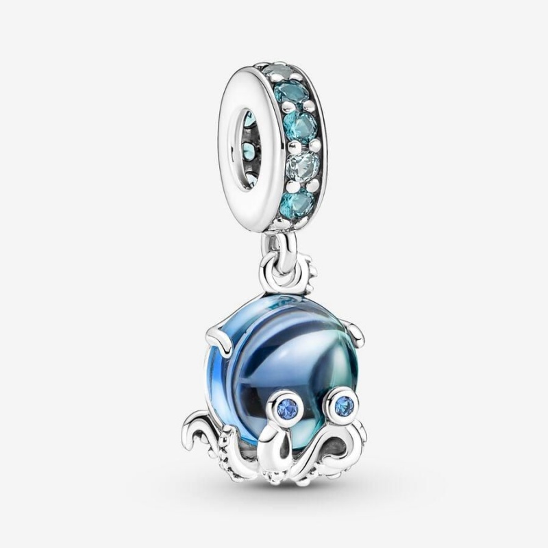 Charm Pendentif Pandora Murano Glass Cute Octopus Bleu | QYI-02776299