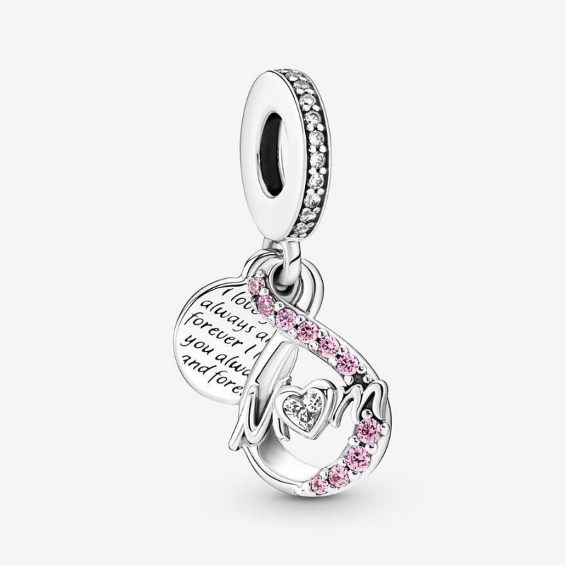 Charm Pendentif Pandora Mom Infinity Pavé Double Rose | KSX-89940407