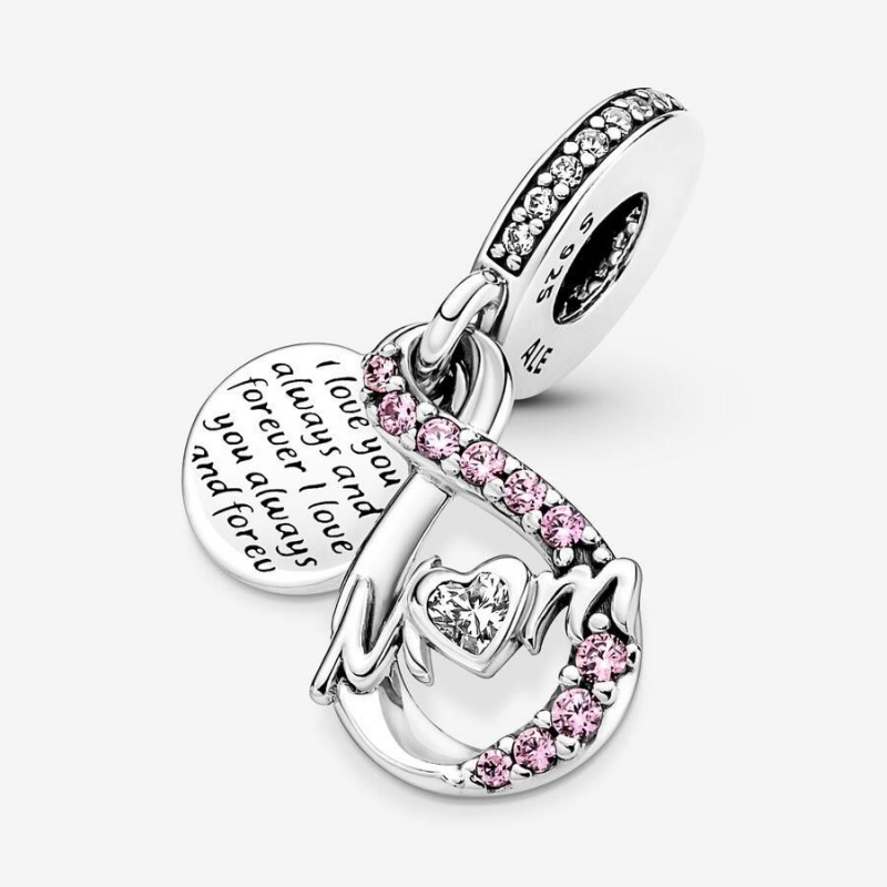 Charm Pendentif Pandora Mom Infinity Pavé Double Rose | KSX-89940407