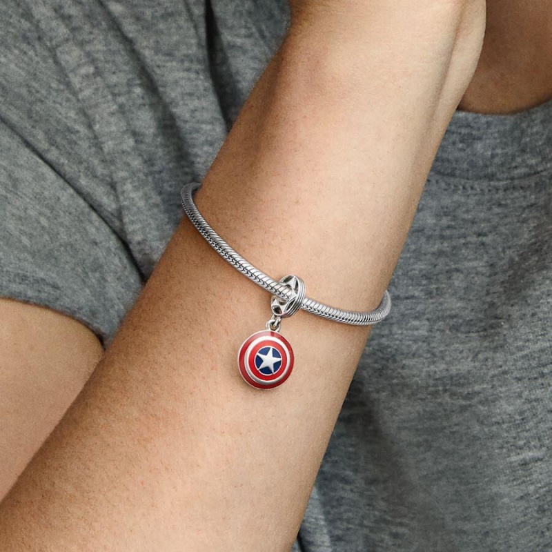 Charm Pendentif Pandora Marvel The Avengers Captain America Shield Rouge | SGH-35410208