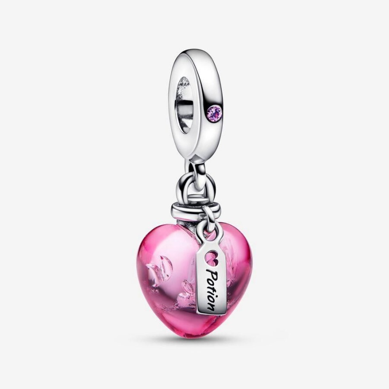 Charm Pendentif Pandora Love Potion Murano Glass Heart Rose | HAA-22117029