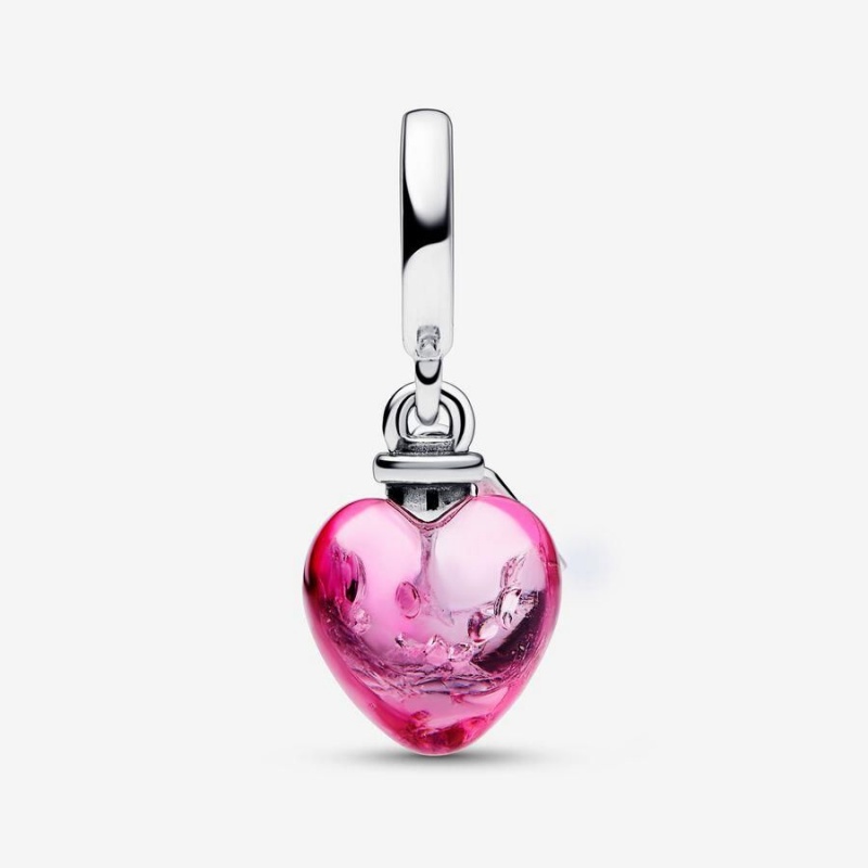 Charm Pendentif Pandora Love Potion Murano Glass Heart Rose | HAA-22117029