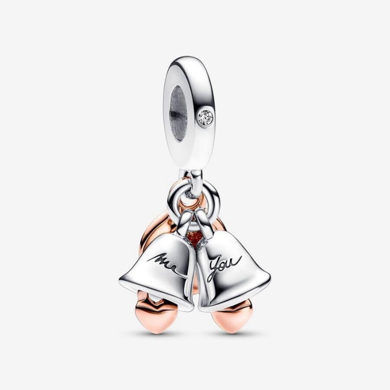 Charm Pendentif Pandora Just Married Wedding Bells Double | XKI-43637622