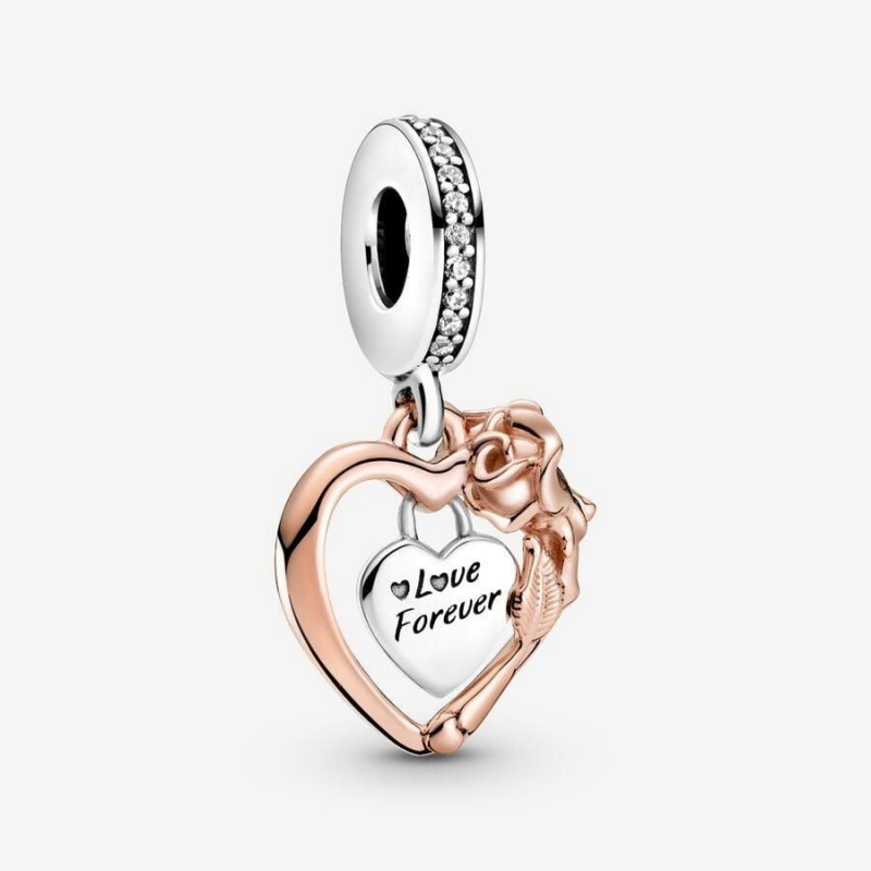 Charm Pendentif Pandora Heart & Rose Flower | JCE-97601959