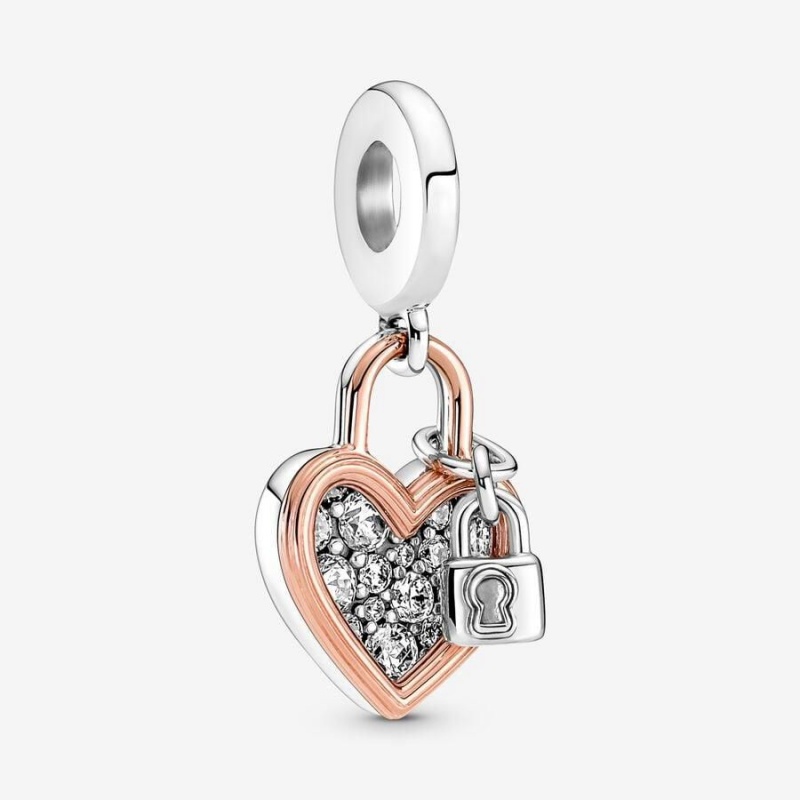 Charm Pendentif Pandora Heart Padlock Double | HER-70940502