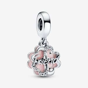 Charm Pendentif Pandora Four-Leaf Clover Friendship Double Rose | RDU-74603895