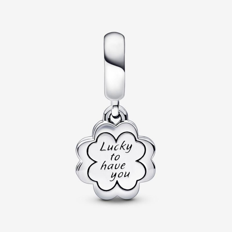 Charm Pendentif Pandora Four-Leaf Clover Friendship Double Rose | RDU-74603895