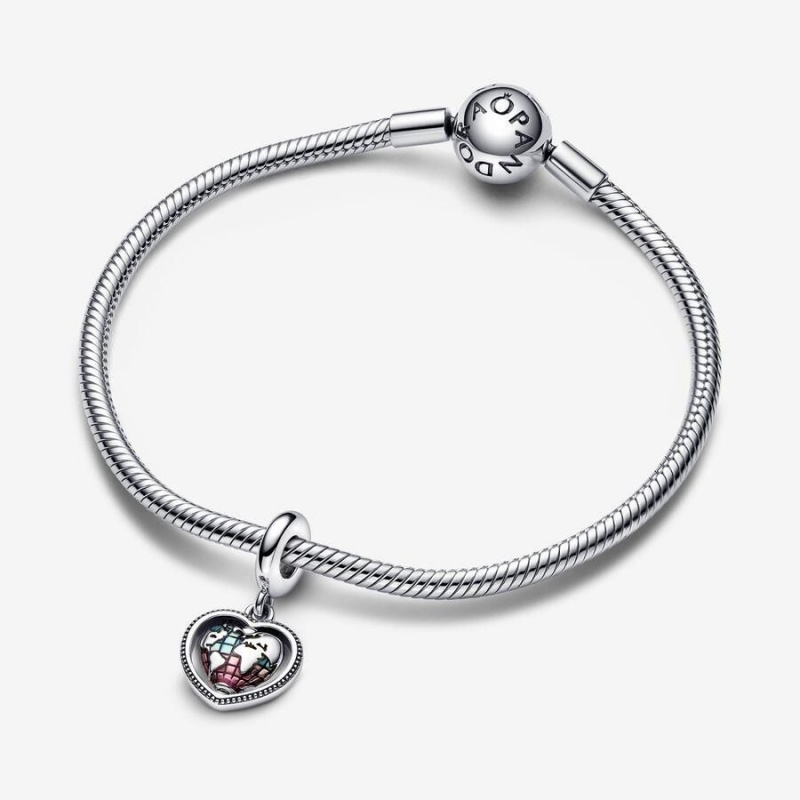 Charm Pendentif Pandora Family Spinning Heart Globe Multicolore | TGR-87514152