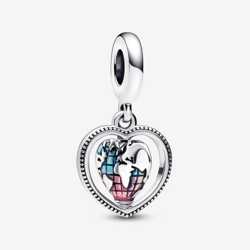 Charm Pendentif Pandora Family Spinning Heart Globe Multicolore | TGR-87514152