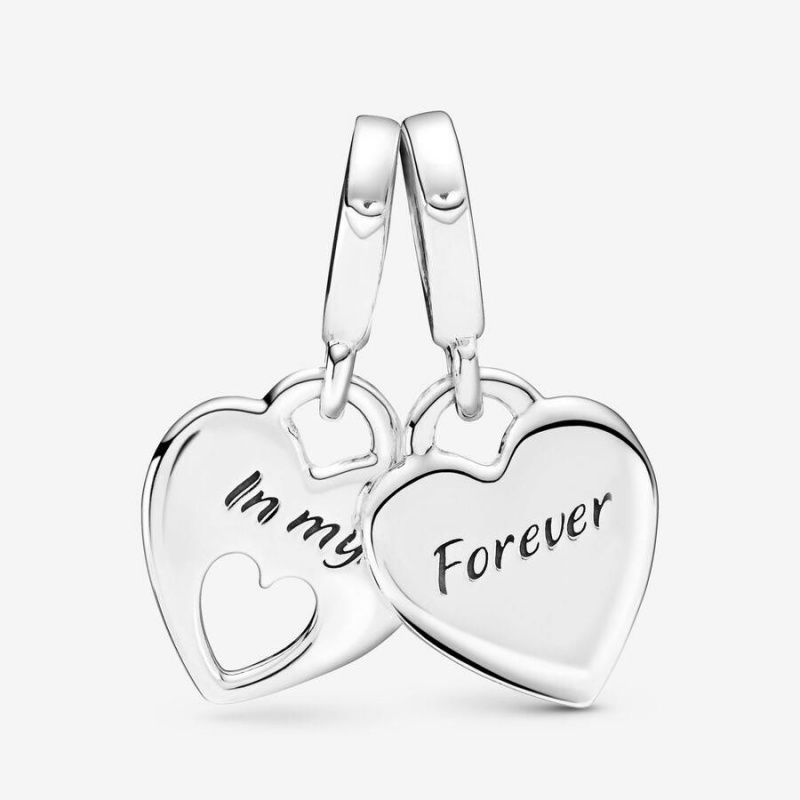 Charm Pendentif Pandora Double Heart Split Rose | NST-02986622