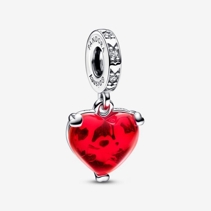 Charm Pendentif Pandora Disney Mickey & Minnie Mouse Kiss Murano Glass Rouge | UYJ-11894881