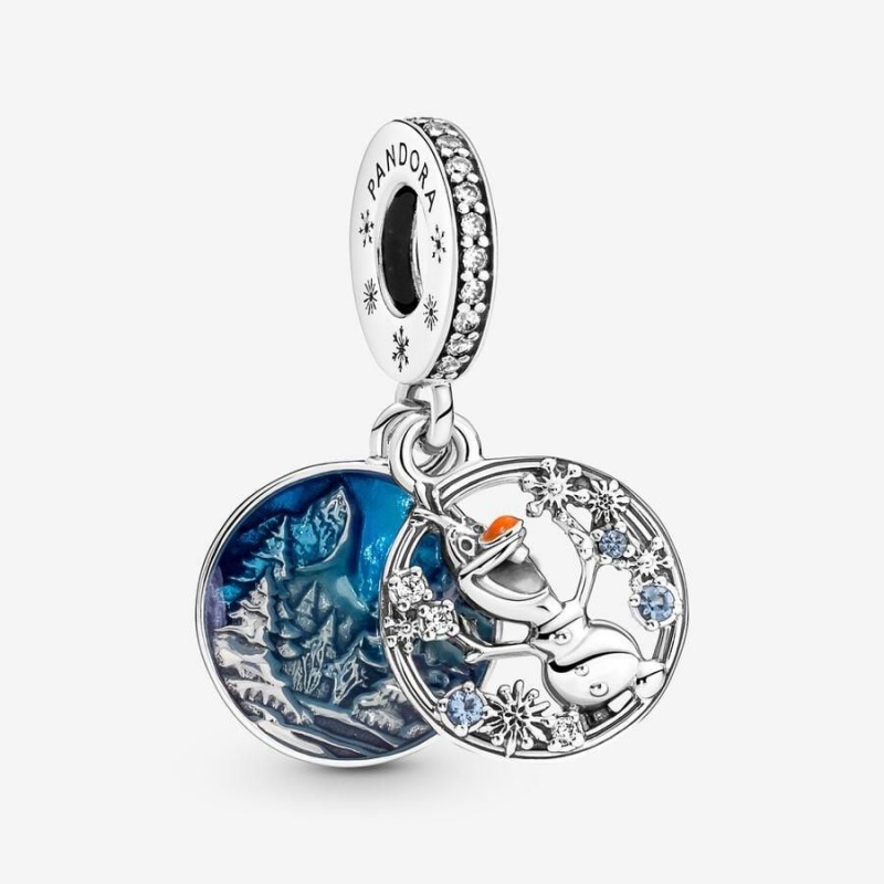 Charm Pendentif Pandora Disney Frozen Snow Olaf Double Bleu | HYC-77520951