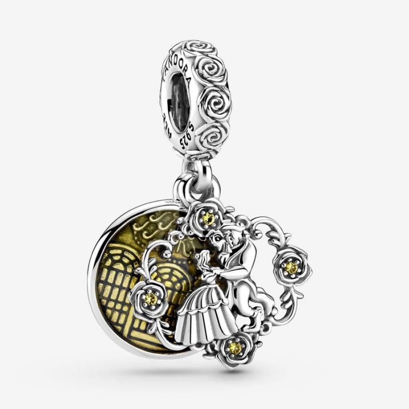 Charm Pendentif Pandora Disney Beauty and the Beast Dancing Jaune | COZ-77767184