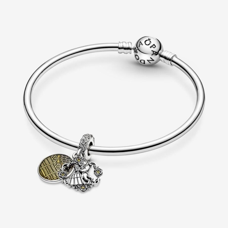 Charm Pendentif Pandora Disney Beauty and the Beast Dancing Jaune | COZ-77767184