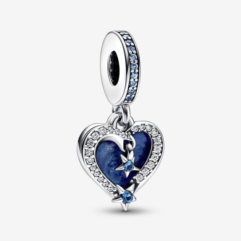 Charm Pendentif Pandora Celestial Shooting Star Heart Double Bleu | CXG-61216313