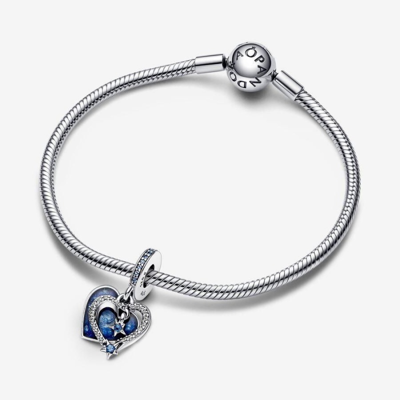 Charm Pendentif Pandora Celestial Shooting Star Heart Double Bleu | CXG-61216313