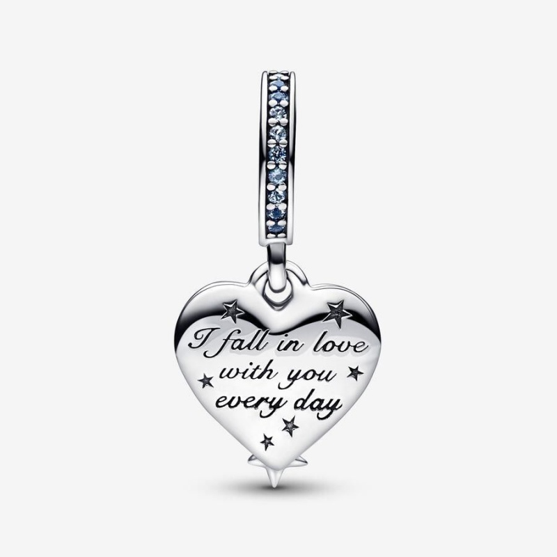 Charm Pendentif Pandora Celestial Shooting Star Heart Double Bleu | CXG-61216313