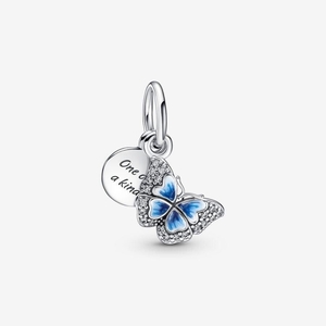 Charm Pendentif Pandora Butterfly & Quote Double Bleu | YRJ-79983282