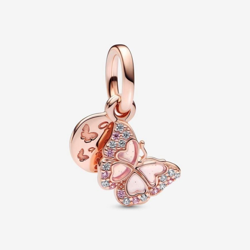 Charm Pendentif Pandora Butterfly & Quote Double Rose | PYJ-84175675