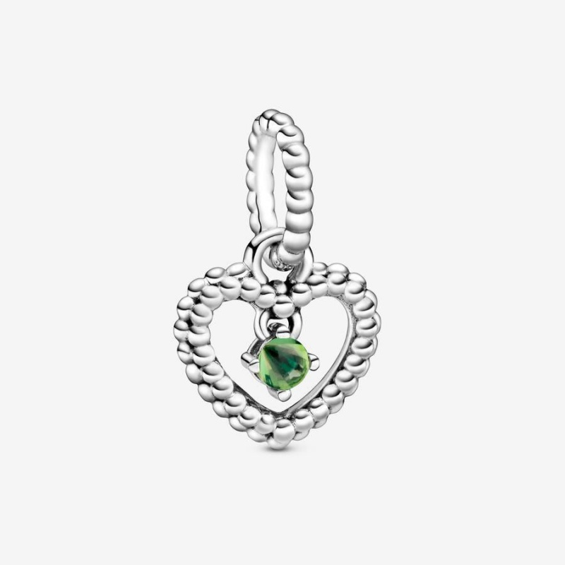 Charm Pendentif Pandora August Beaded Heart Vert | QUI-22936560