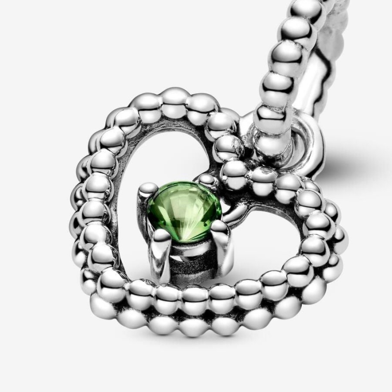 Charm Pendentif Pandora August Beaded Heart Vert | QUI-22936560